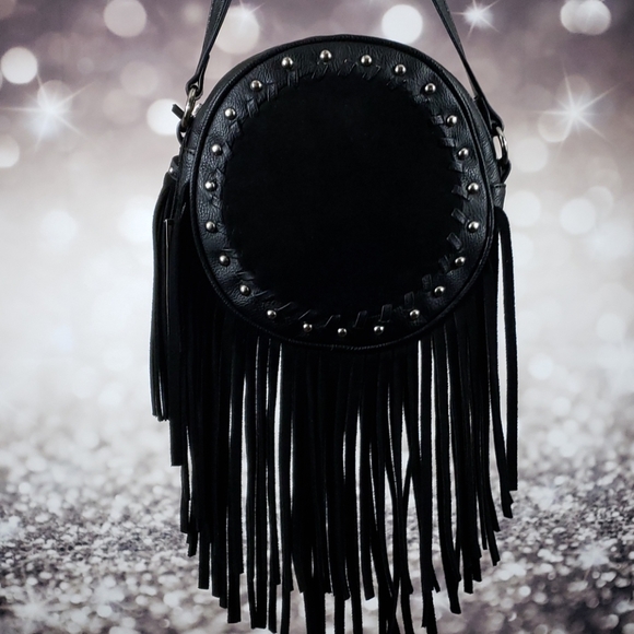 NWT Nine West Tassel Times Black Silver Crossbody - Picture 15 of 16